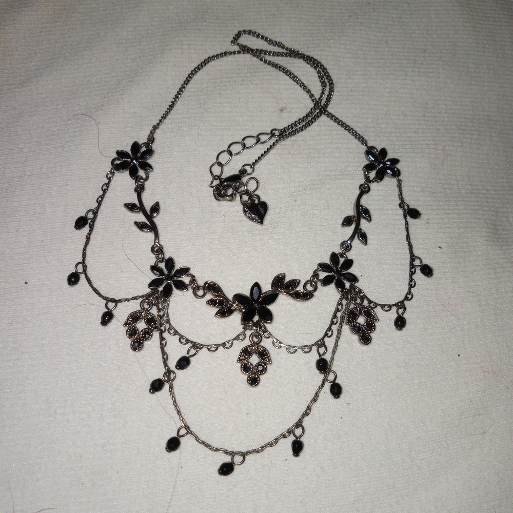 **2 for $20**Vintage Fashion floral black stone adjustable choker